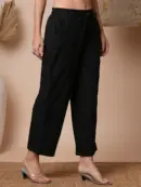 Black Embroidered Straight Pants